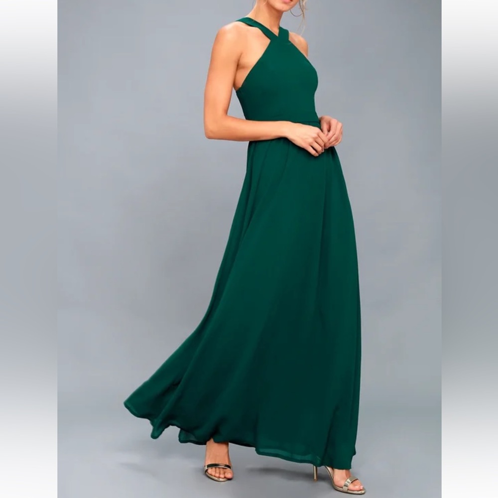 Lulu’s Air of Romance Forest Green Maxi Dress